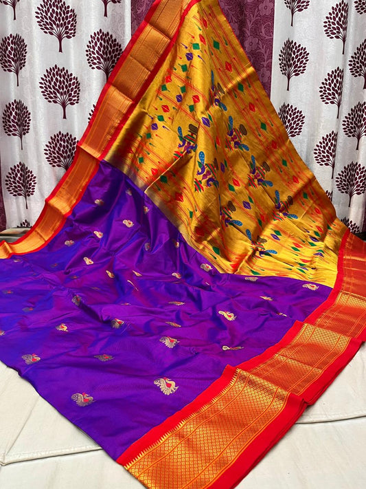 Bhasudha | Powerloom Kadiyal Paithani Silk Saree