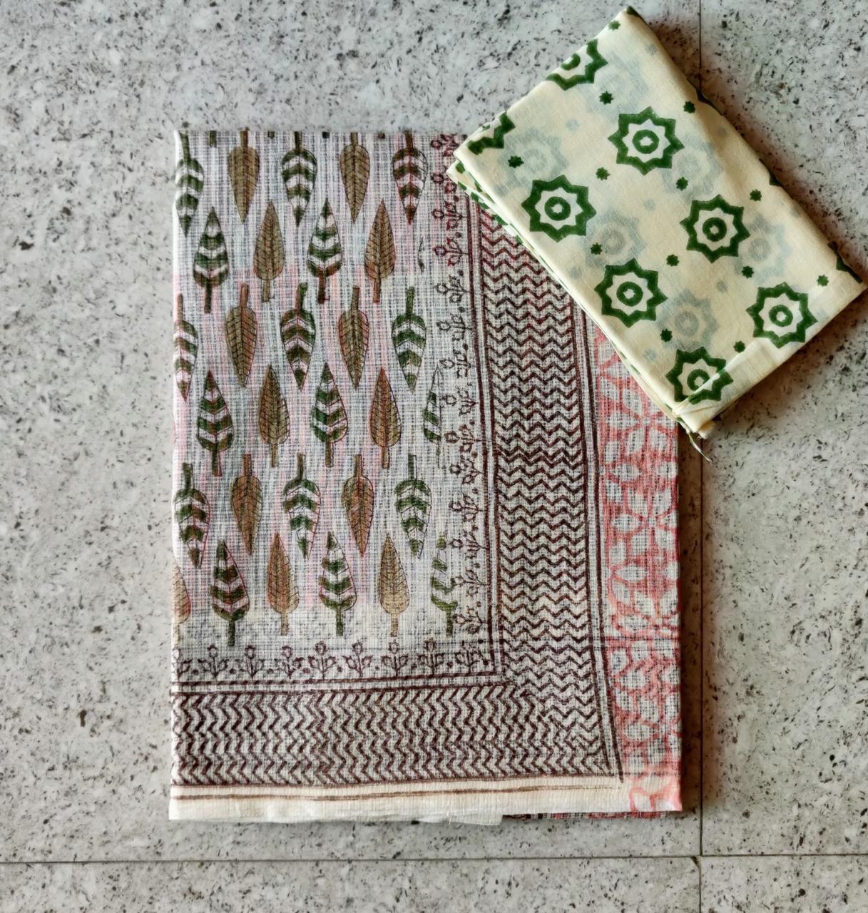 Raj  | block printed by hand on Kota Doria cotton sarees