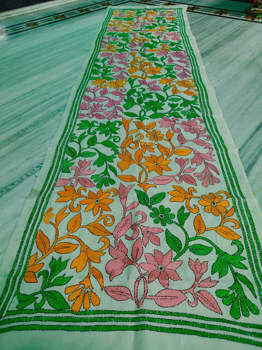 These are Tussar Slik  kantha stoles
Length 2.15/2.2 meter ( Approx)
Bohor 22' (Approx)