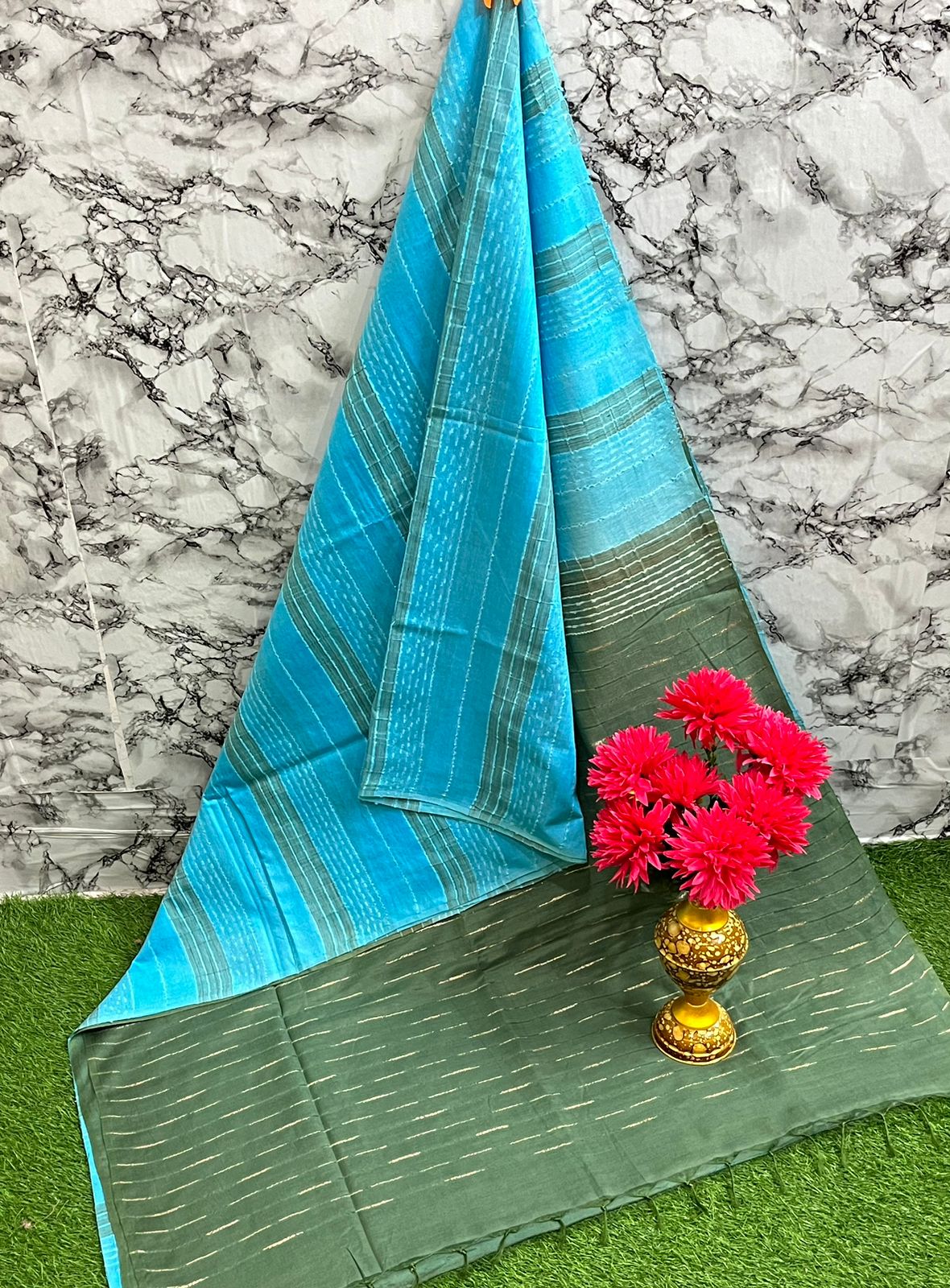 Fabric basbara. Silk. 
Running blouse 
Best quality 👌
All. Colour unlimited available 
