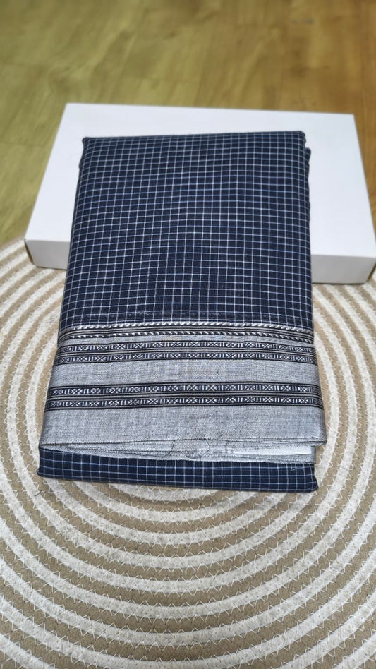 Handwoven patteda anchu saree in pure cotton