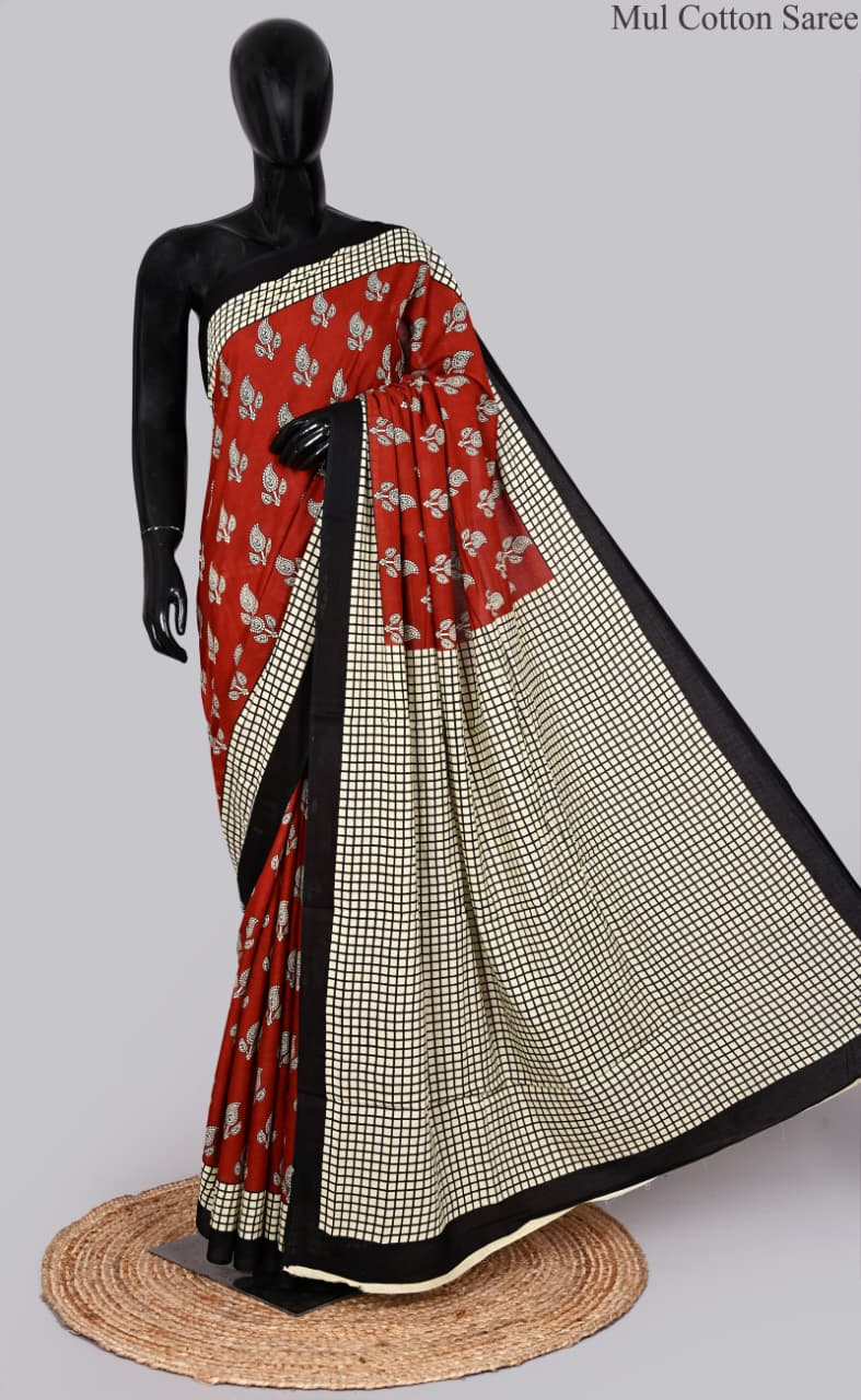 premium Traditional Mulmul CottonBeautiful Pure Soft Mulmul Cotton Sarees available*
Size: 6.30 mtr with blouse 