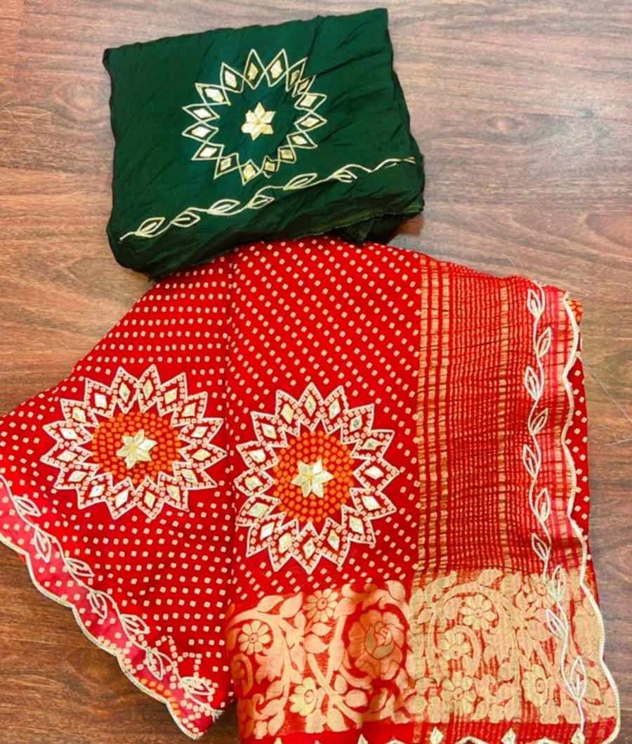 Ganjrati | Gota Patti work on Chinon Saree