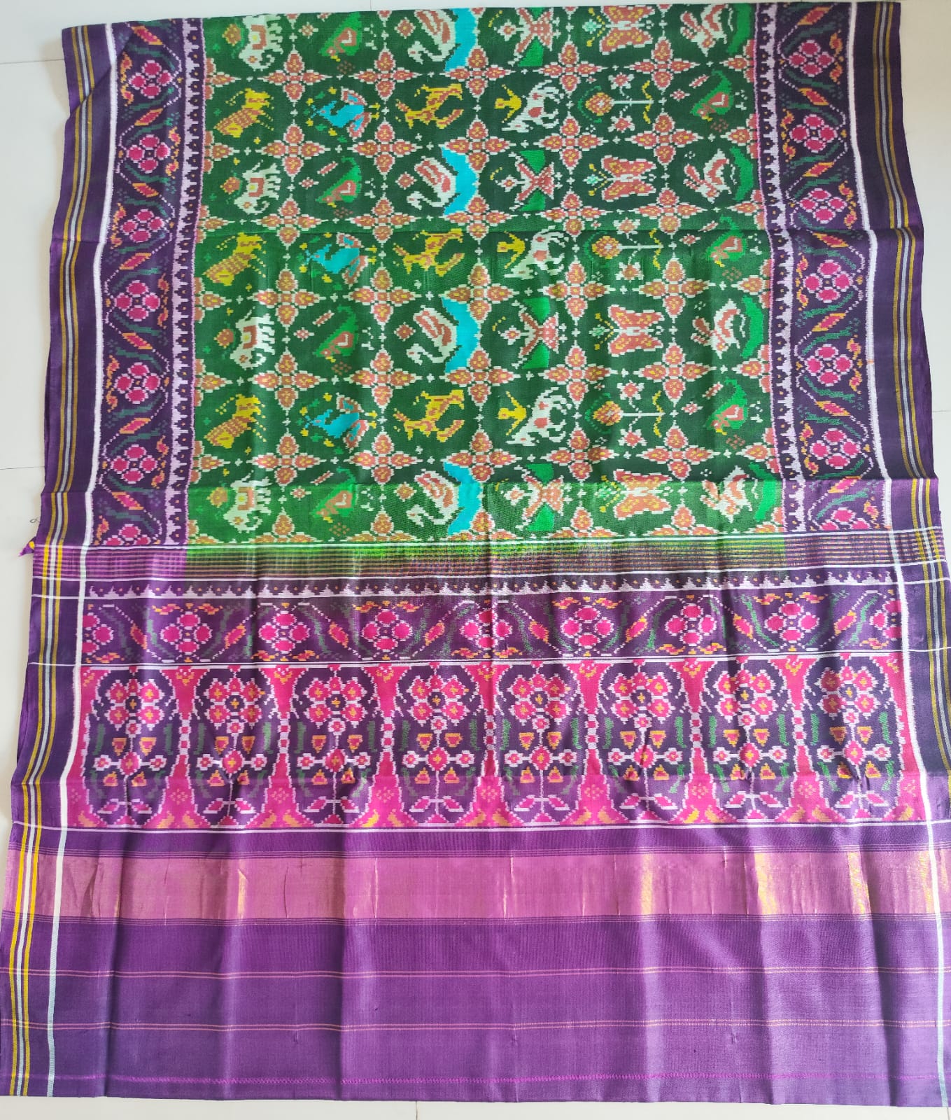 Hasiru-Ikkat-patola-saree | Single ikkat patola saree