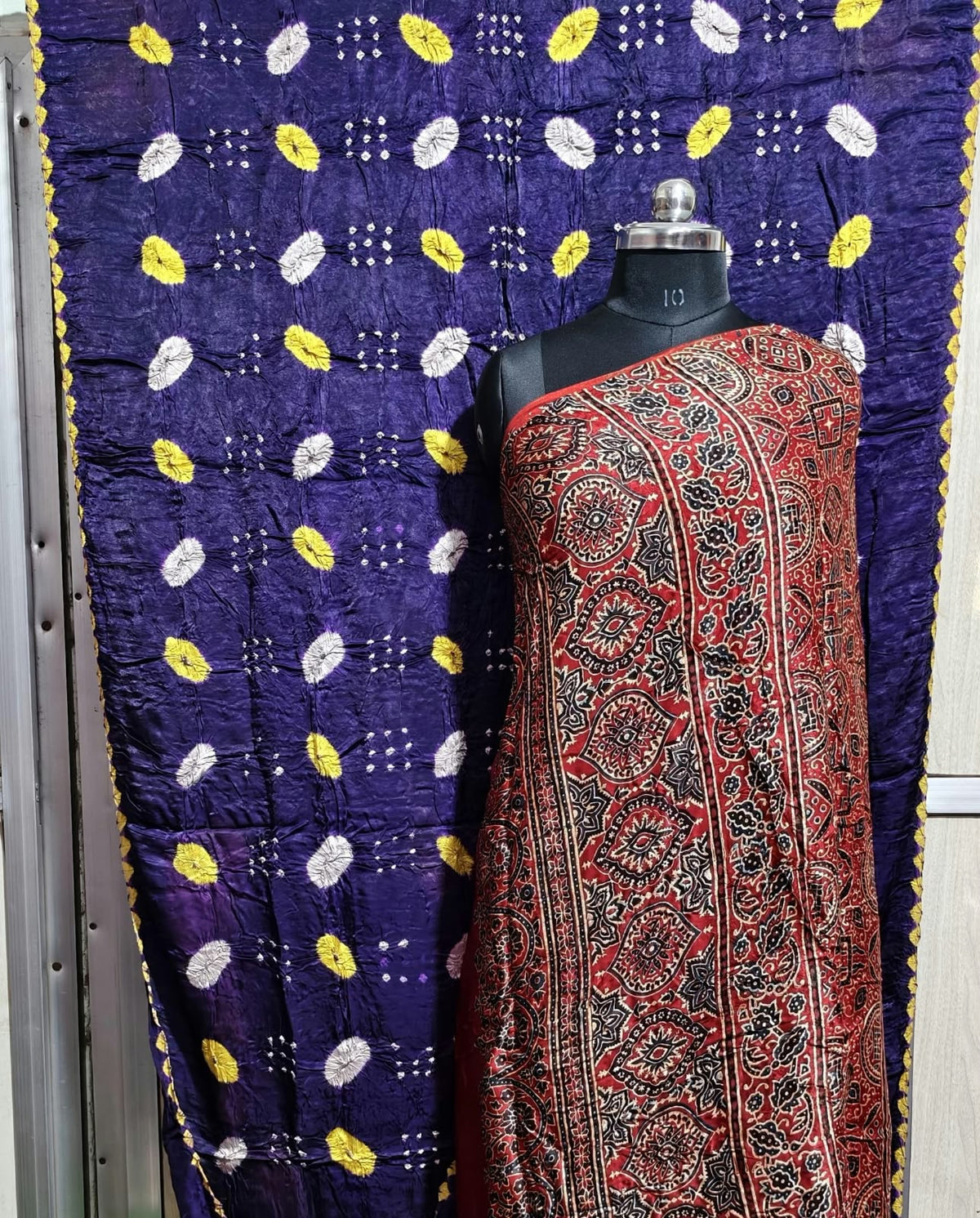 ✨ Pure Modal Silk Ajrakh Shibori saree✨*

*🌸 Premium Natural Dye Ajrakh Hand Block Print with Shibori hand bandhej saree*

*👗 Fabric Details*:

• *saree 6.50 miter . Full cut*..

*⭐ Highlights*

• 100% Premium Quality

• Natural Dye

• Authentic Ajrakh Hand Block Print

• Elegant Shibori Design

• Soft, Comfortable & Rich Finish
