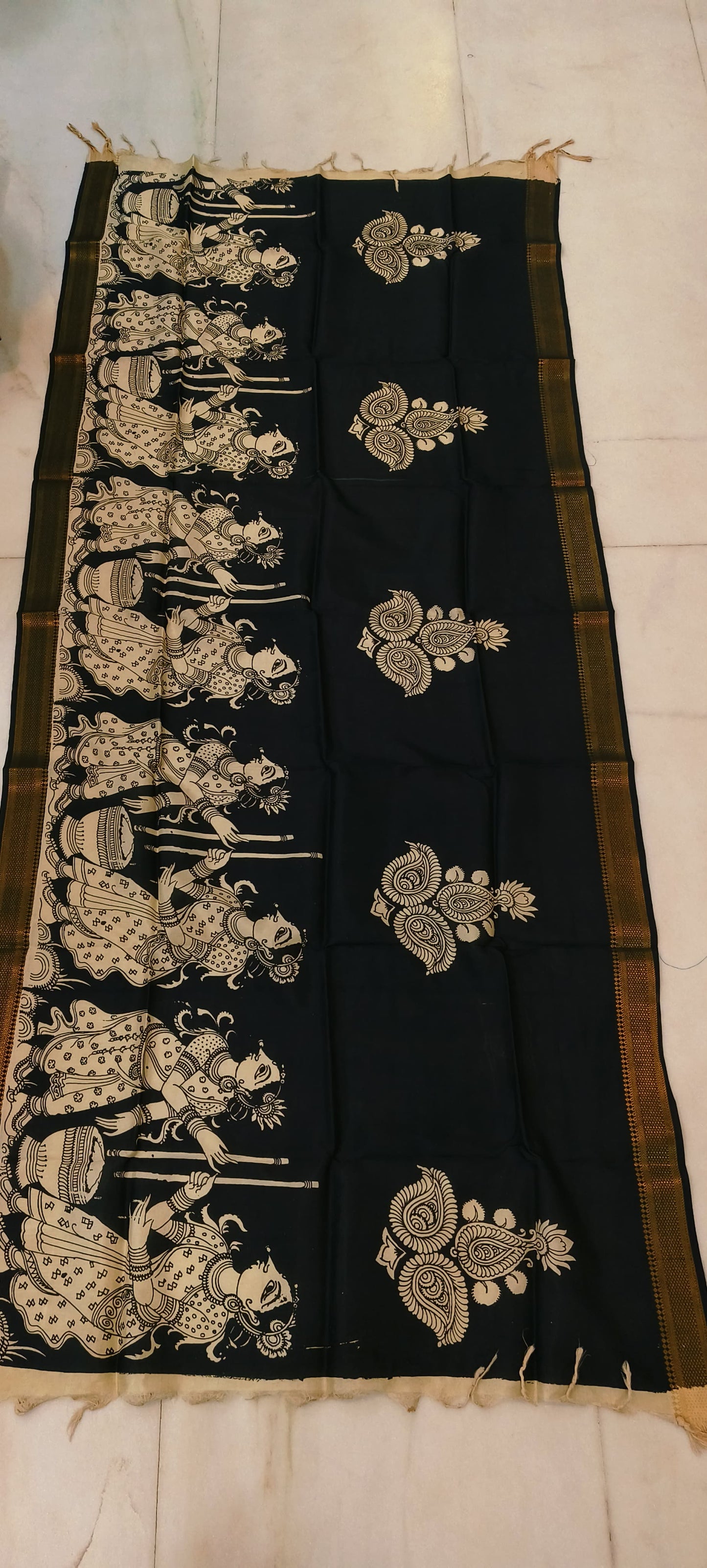Kalika | Kalamkari dupatta on mangalagiri silk