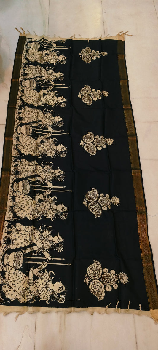 Kalika | Kalamkari dupatta on mangalagiri silk