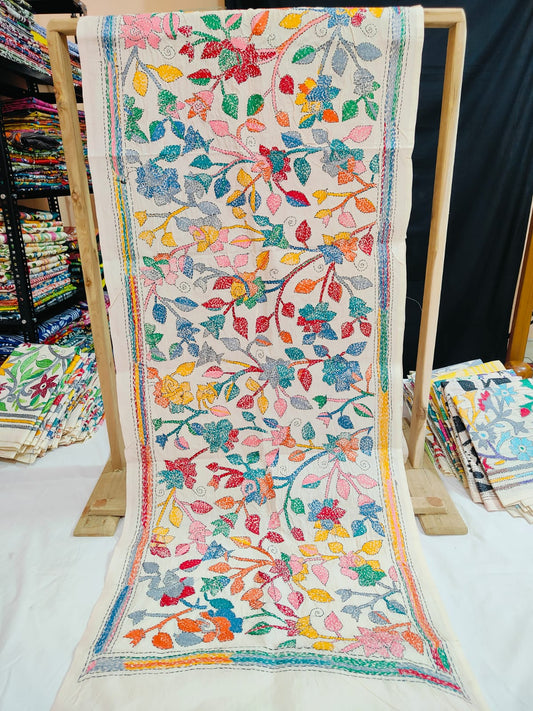 These are Tussar Slik  kantha stoles
Length 2.15/2.2 meter ( Approx)
Bohor 22' (Approx)