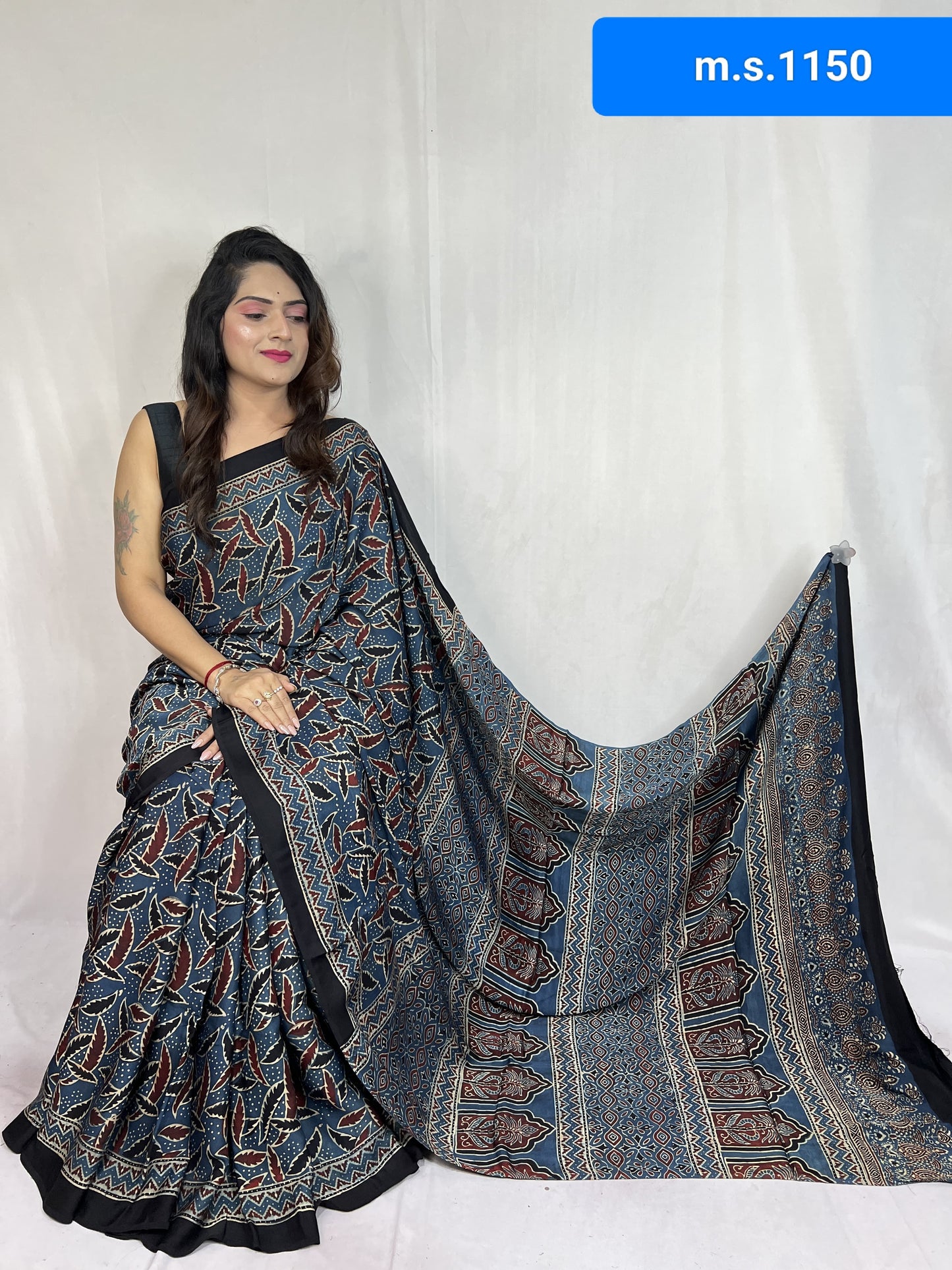 Akanksha | Ajrakh Prints on modal Silk