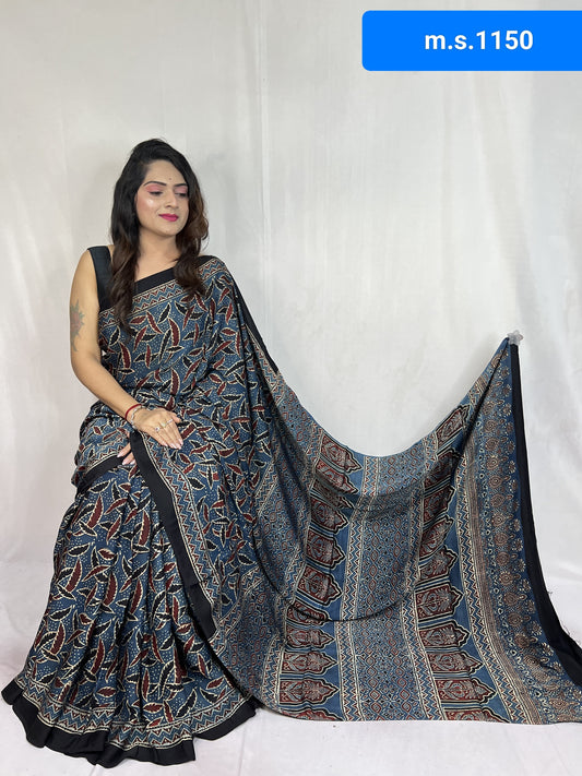 Akanksha | Ajrakh Prints on modal Silk