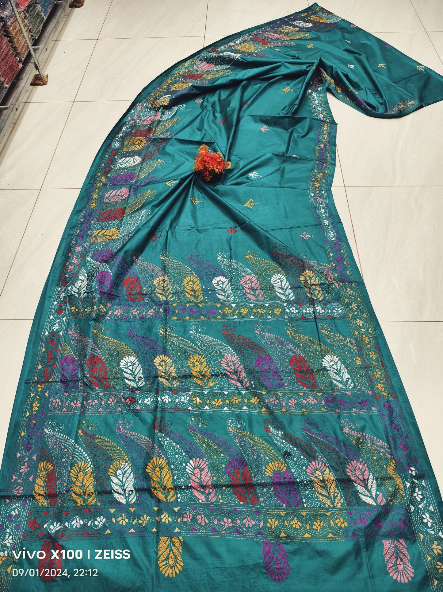 Wasim | Hand Made Kantha Embroidery on Semi Silk