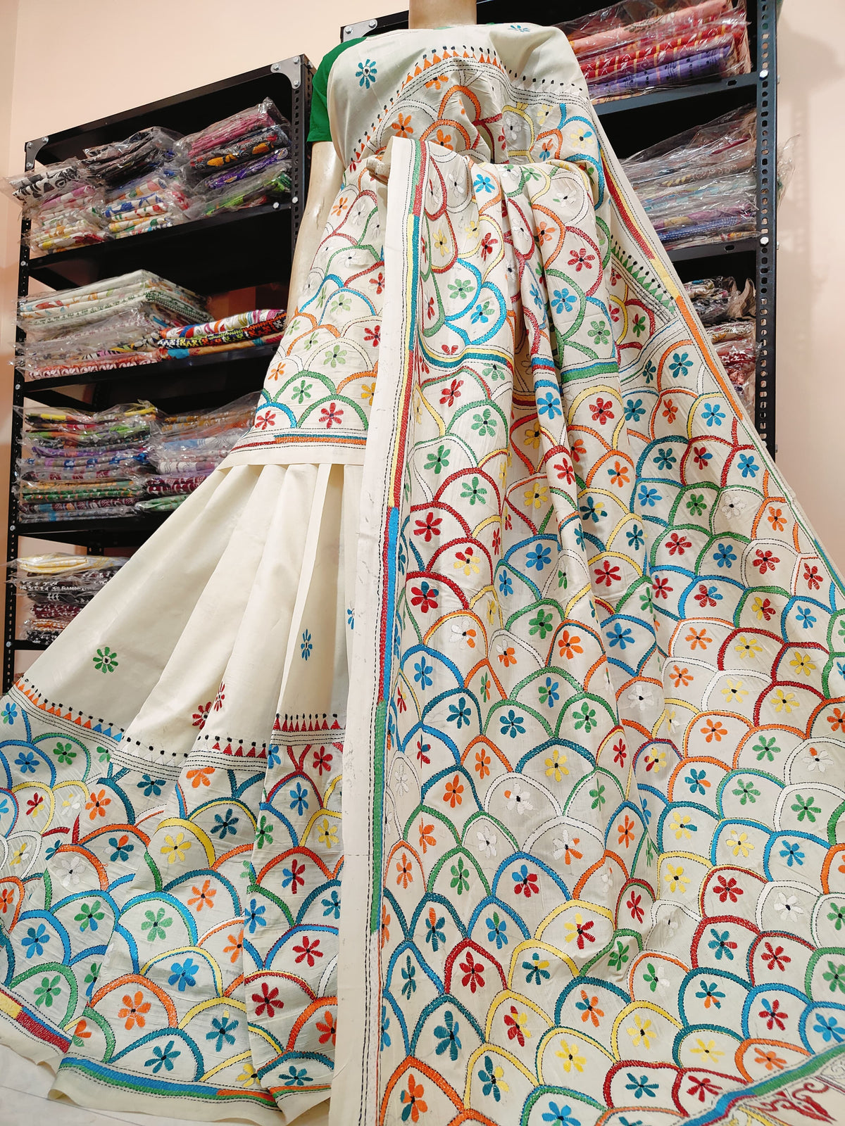 *EXCLUSIVE COLLECTION OF HAND KANTHA & GUJRATI STICH ON PREMIUM QUALITY PURE TUSSAR SILK*
WITH WORK BP
