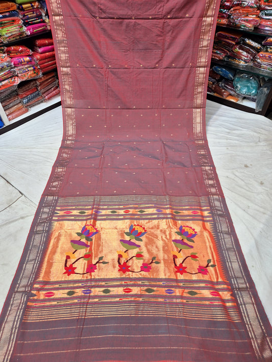 Omzani | Cotton Handloom Paithani Saree
