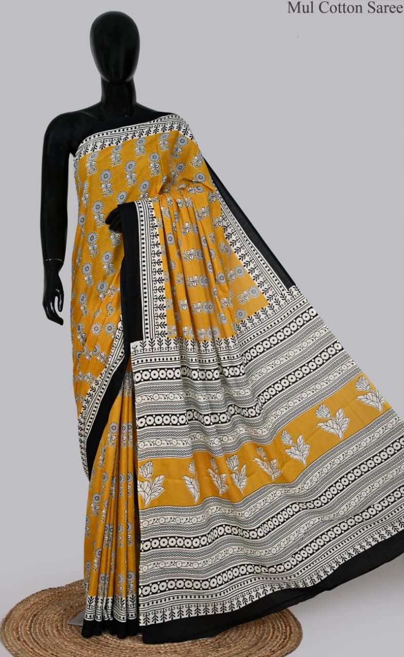 premium Traditional Mulmul CottonBeautiful Pure Soft Mulmul Cotton Sarees available*
Size: 6.30 mtr with blouse 