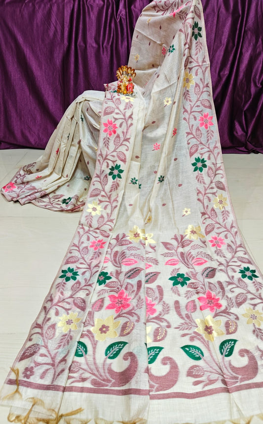 Tinsa | Pure tussar jamdani saree