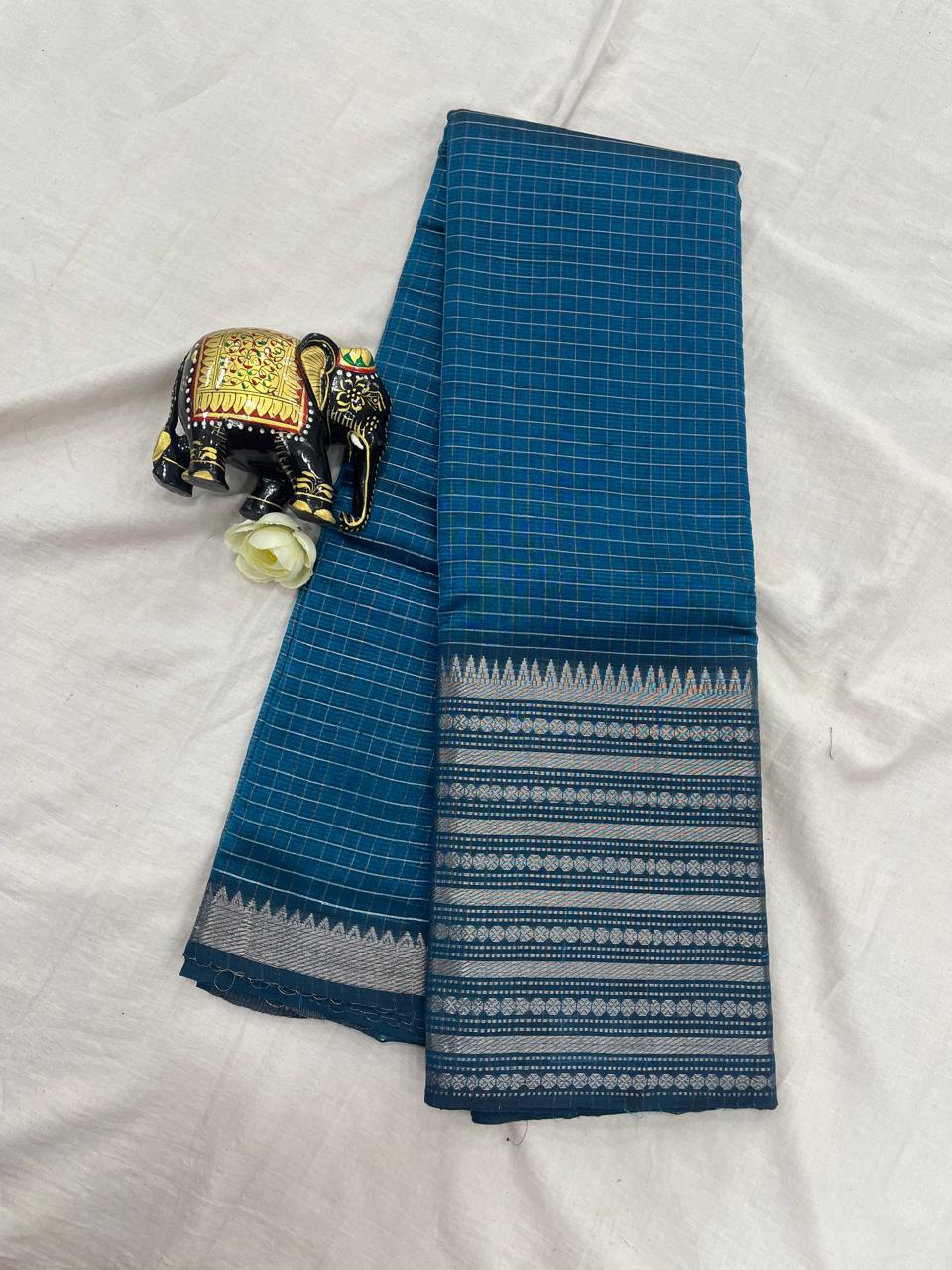 *Pure mangalagiri handloom Pattu sarees with rudraksha boarder*

*Saree all over small checks with big rudraksha boarder*

*Pallu blouse self*