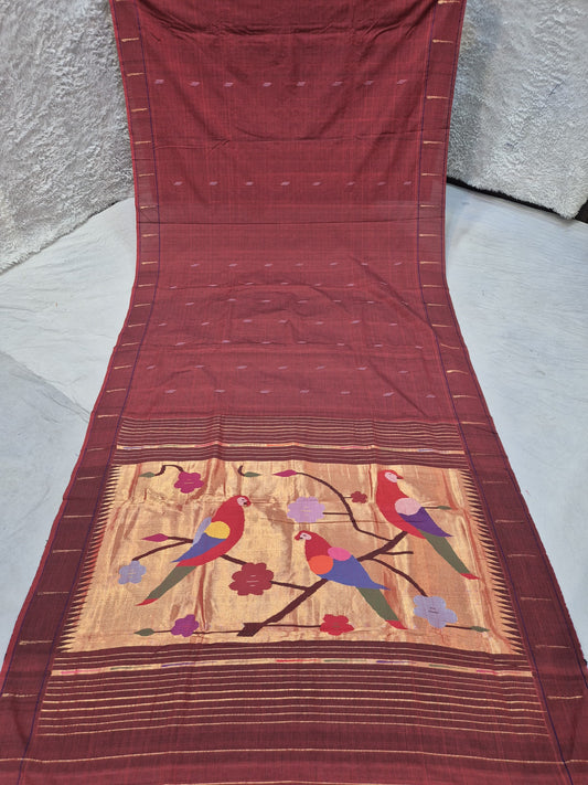 Ek muniya 
cotton handwoven
 paithanis
