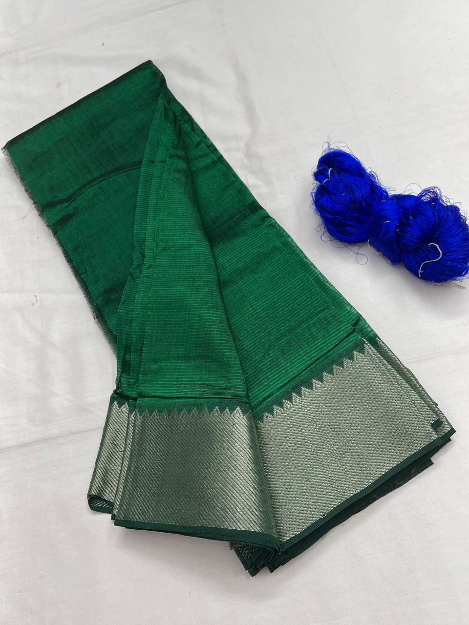Mangalagiri pattu by cotton
pure handloom big jari border
sarees with running blouse
