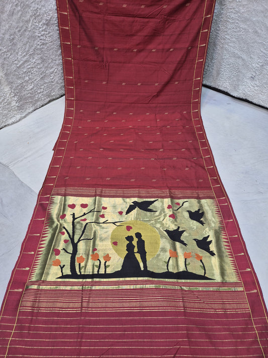 Ek muniya 
cotton handwoven
 paithanis
