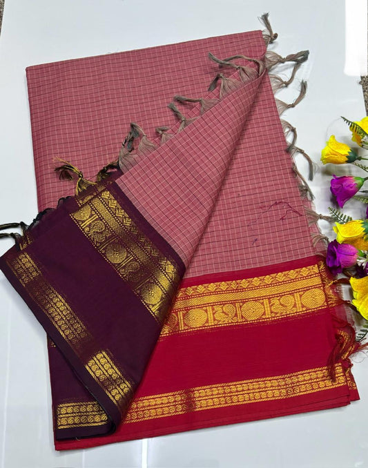 😇 *Kanchi cotton sarees*
🦋 *Pure cotton Sarees*
🎉 *Fancy plain cotton sarees with line  pallu*
🐟 *80 *80 counts*
🧶 *With running blouse*
🦢 *6.20mtrs saree length*
