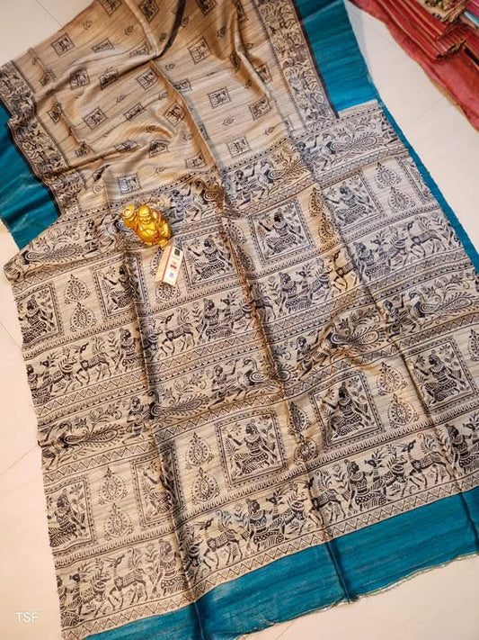 Aadhya  | Screen prints on tussar silk