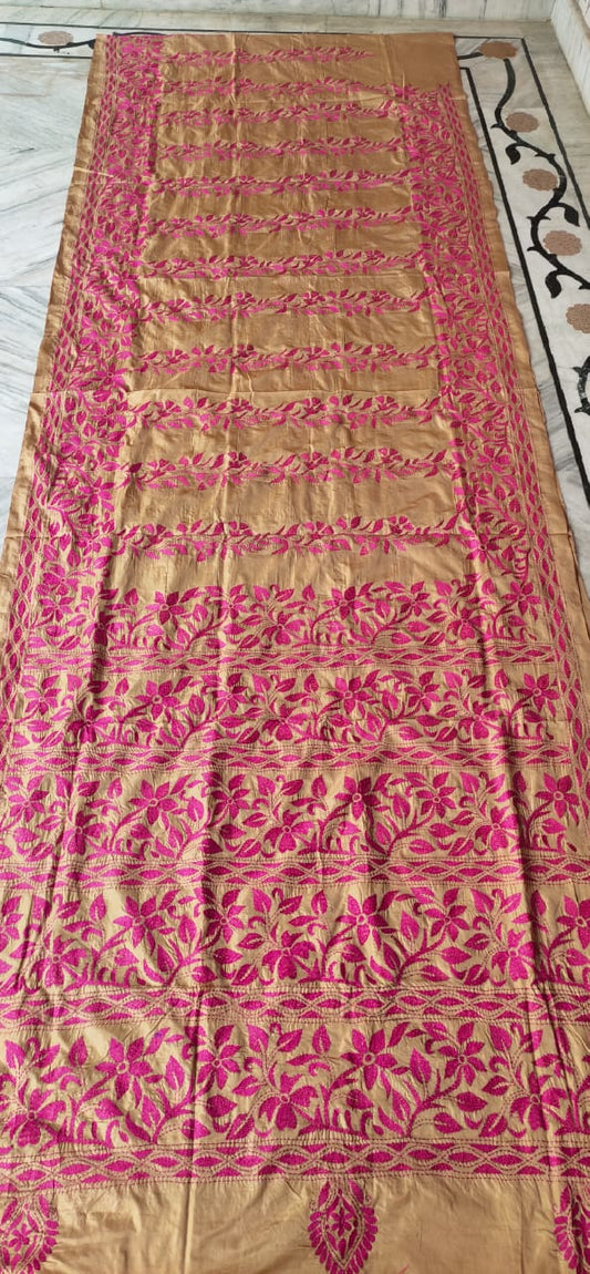 Nidhi-kantha | Hand Made Kantha Embroidery on Semi Silk