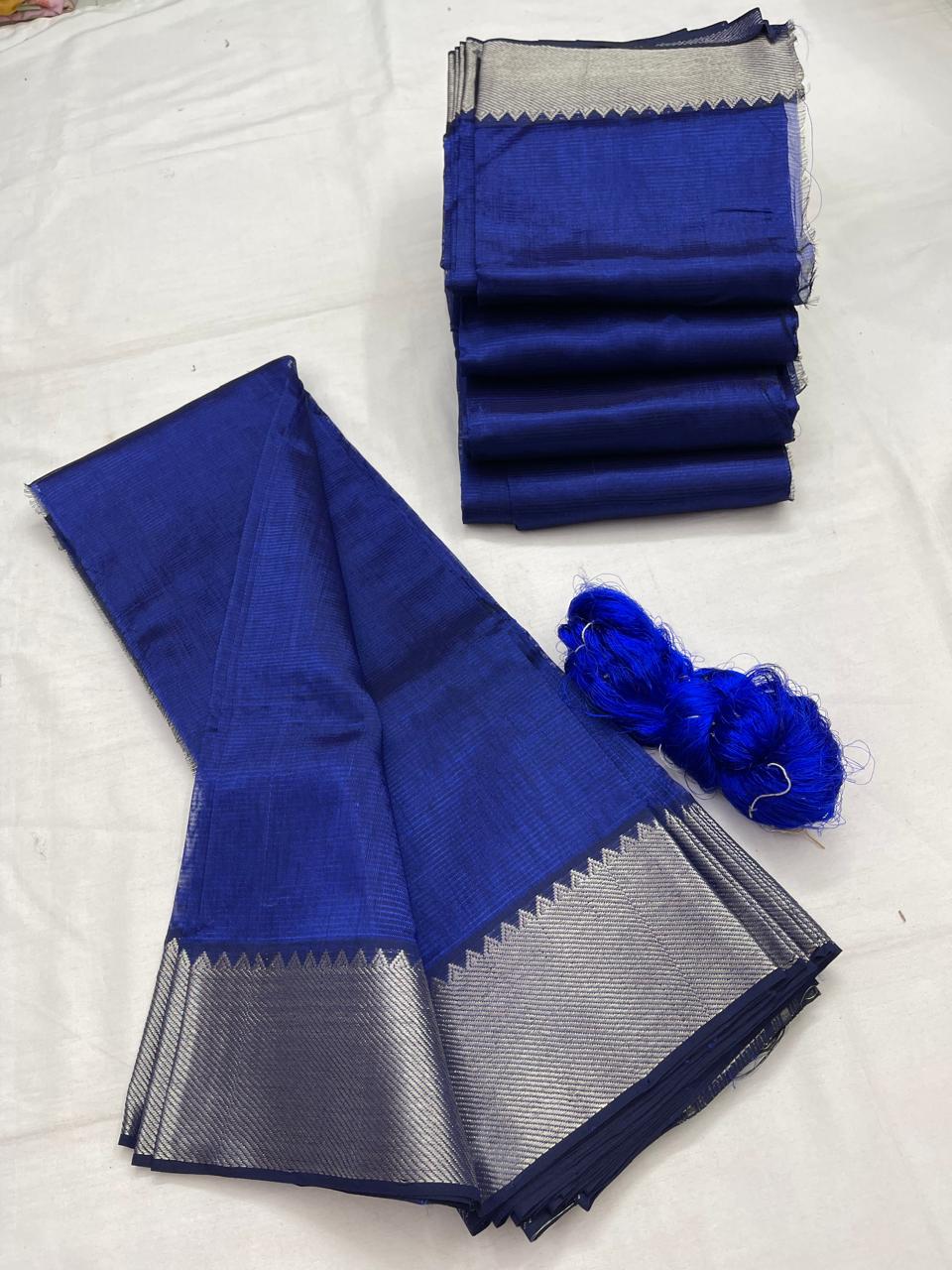 Mangalagiri pattu by cotton
pure handloom big jari border
sarees with running blouse