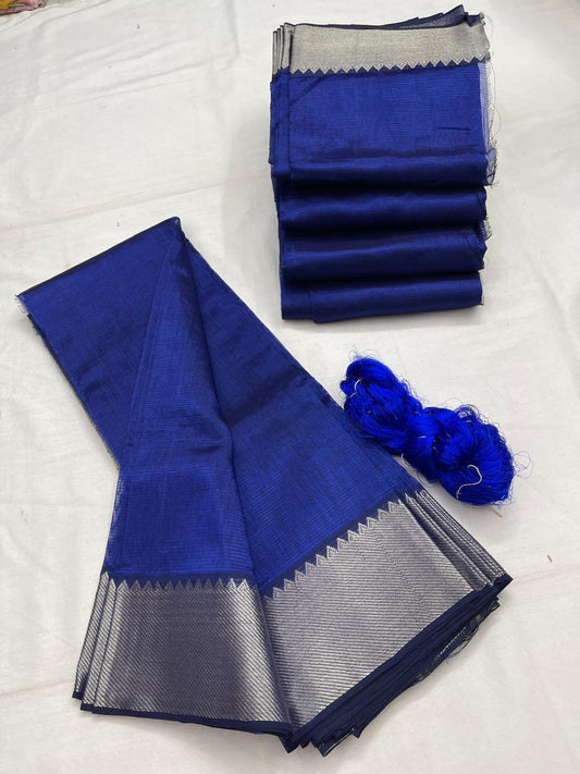 Mangalagiri pattu by cotton
pure handloom big jari border
sarees with running blouse