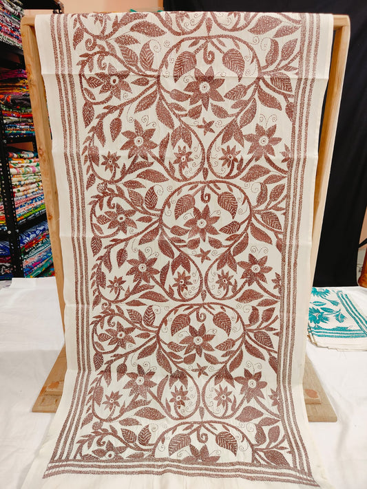 These are Tussar Slik  kantha stoles
Length 2.15/2.2 meter ( Approx)
Bohor 22' (Approx)