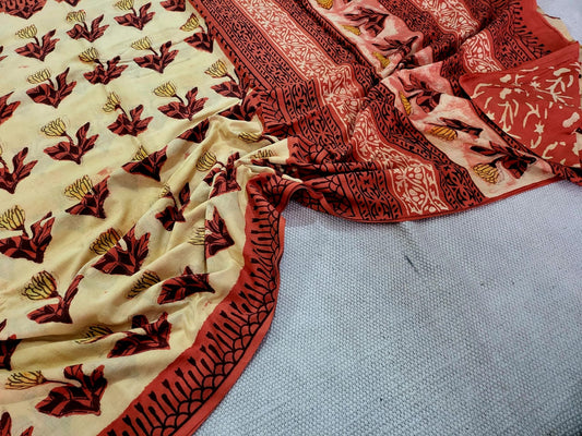 Gowda | block printed by hand on Kota Doria cotton sarees