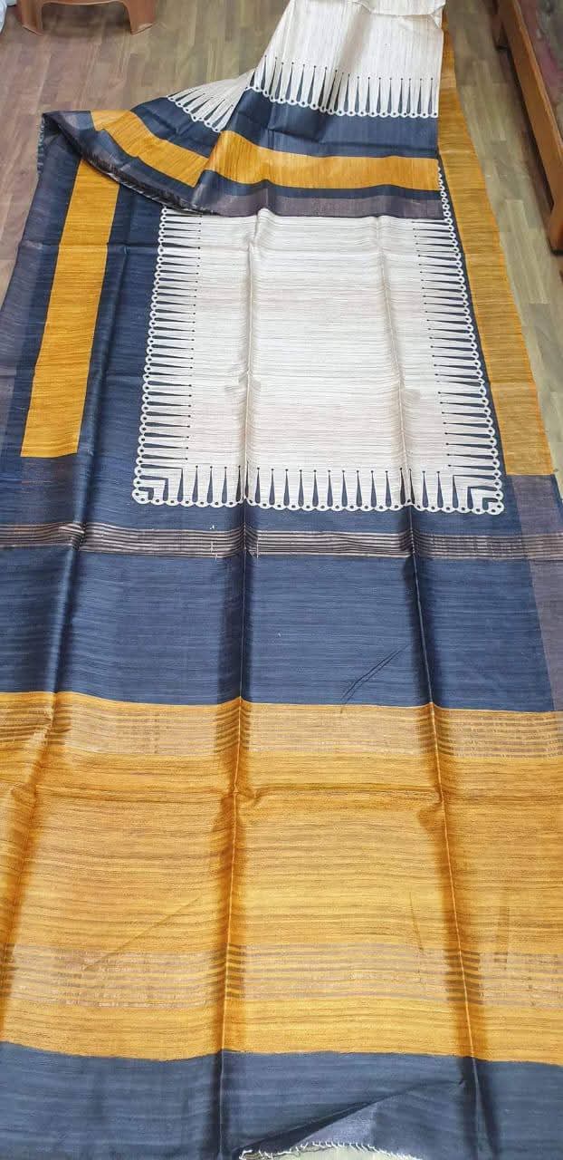 Tuprani | Tussar Ghicha Screen Print Saree