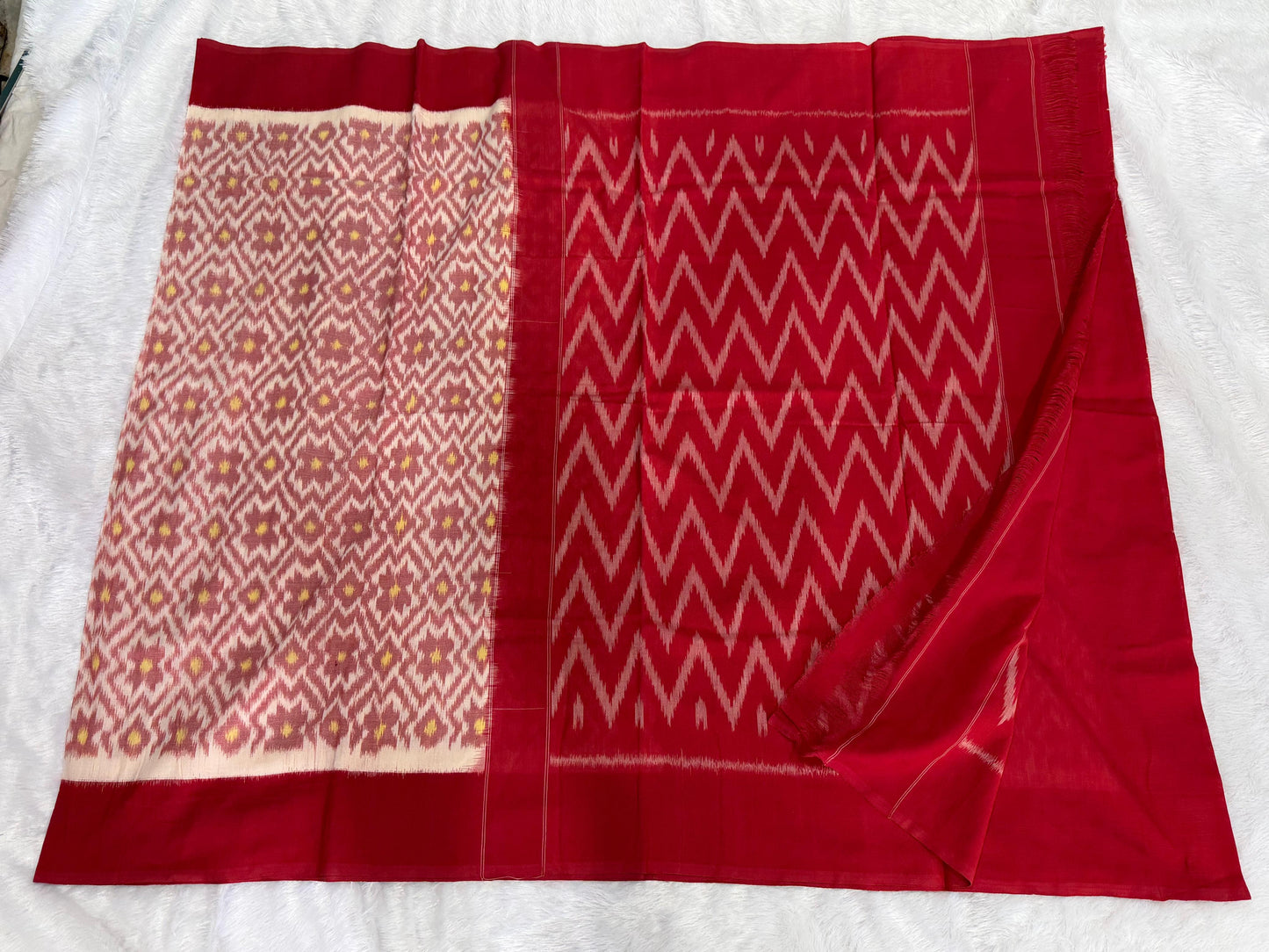New arrivals 
Pure Mercerized  100 count
double ikat cotton  sarees 
With  blouse included with saree