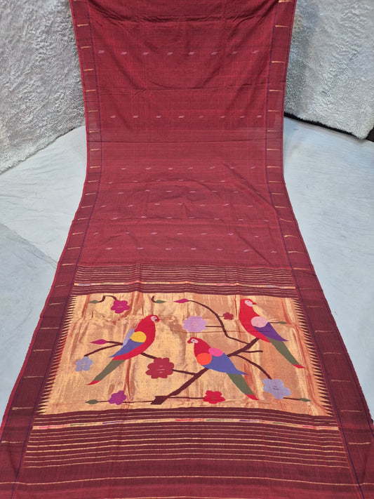 Ek muniya 
cotton handwoven
 paithanis
