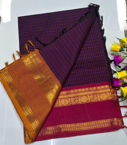 😇 *Kanchi cotton sarees*
🦋 *Pure cotton Sarees*
🎉 *Fancy plain cotton sarees with line  pallu*
🐟 *80 *80 counts*
🧶 *With running blouse*
🦢 *6.20mtrs saree length*