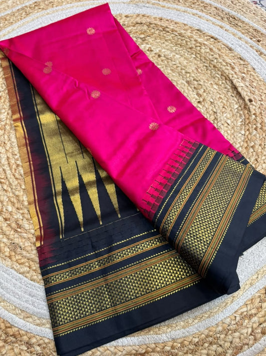*All New Colours* 

*Exclusive silk ilkal saree*
*Pure silk korvai temple border* with *body butta* design superior quality ilkal saree & contrast blouse 
6.10mtrs length 
Full body pure silk 
Border, pallu & blouse semi silk 