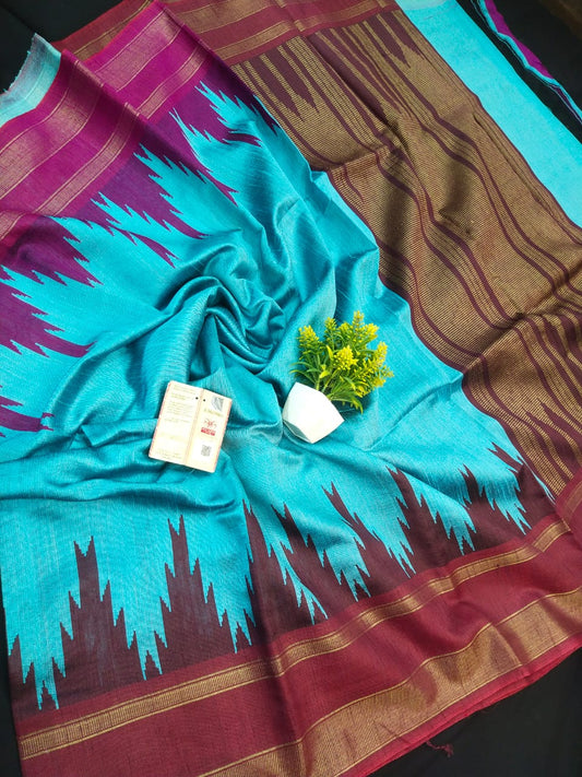 Sweyara | Raw Silk Temple Border Saree