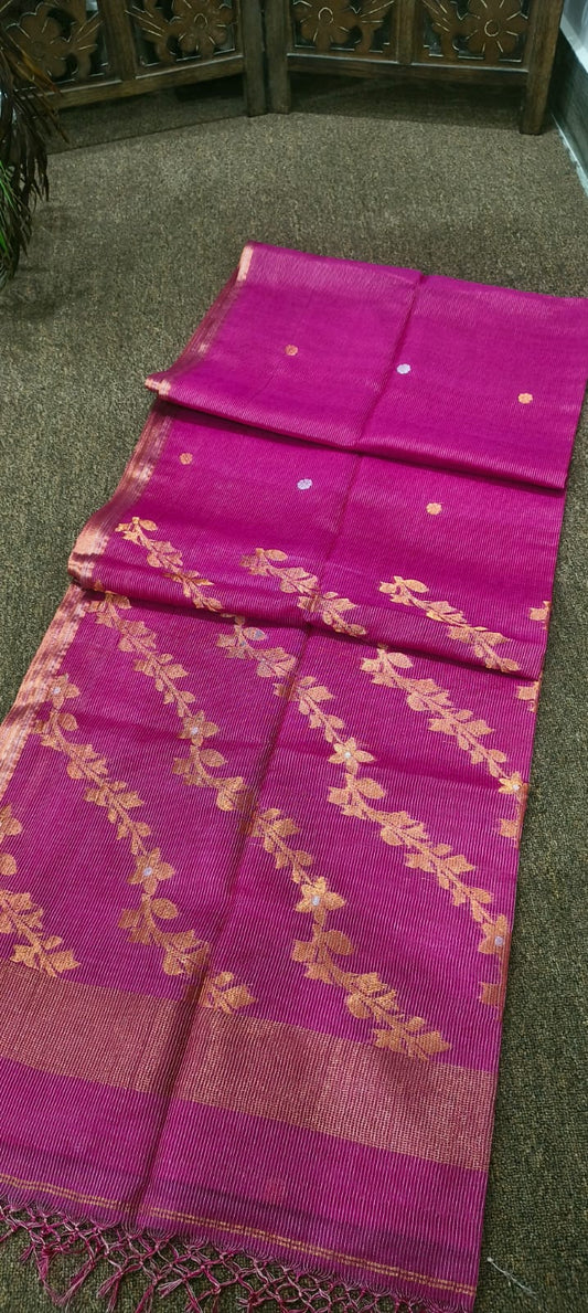 Tissu tussar jamdani
Pure gachi tussar
With bp
