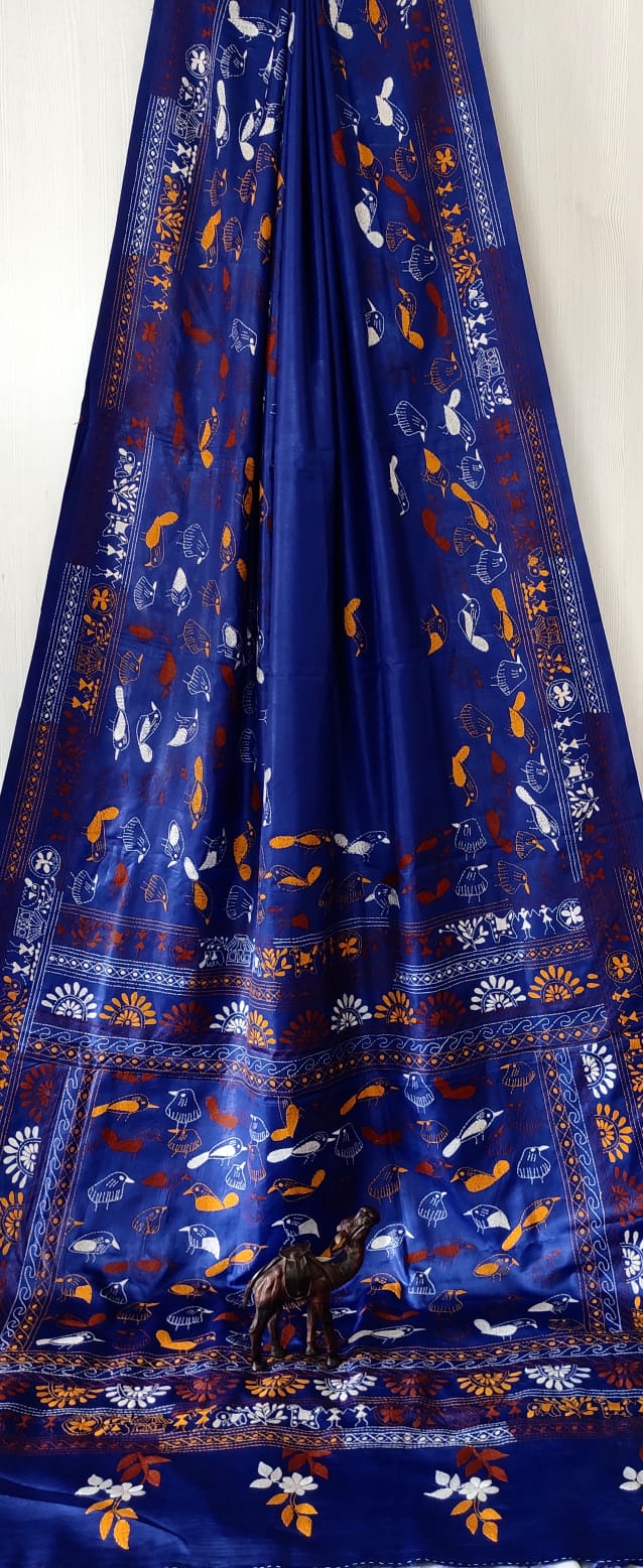 Beautiful kantha work on blended Bangalore silk
With kantha stich work bp