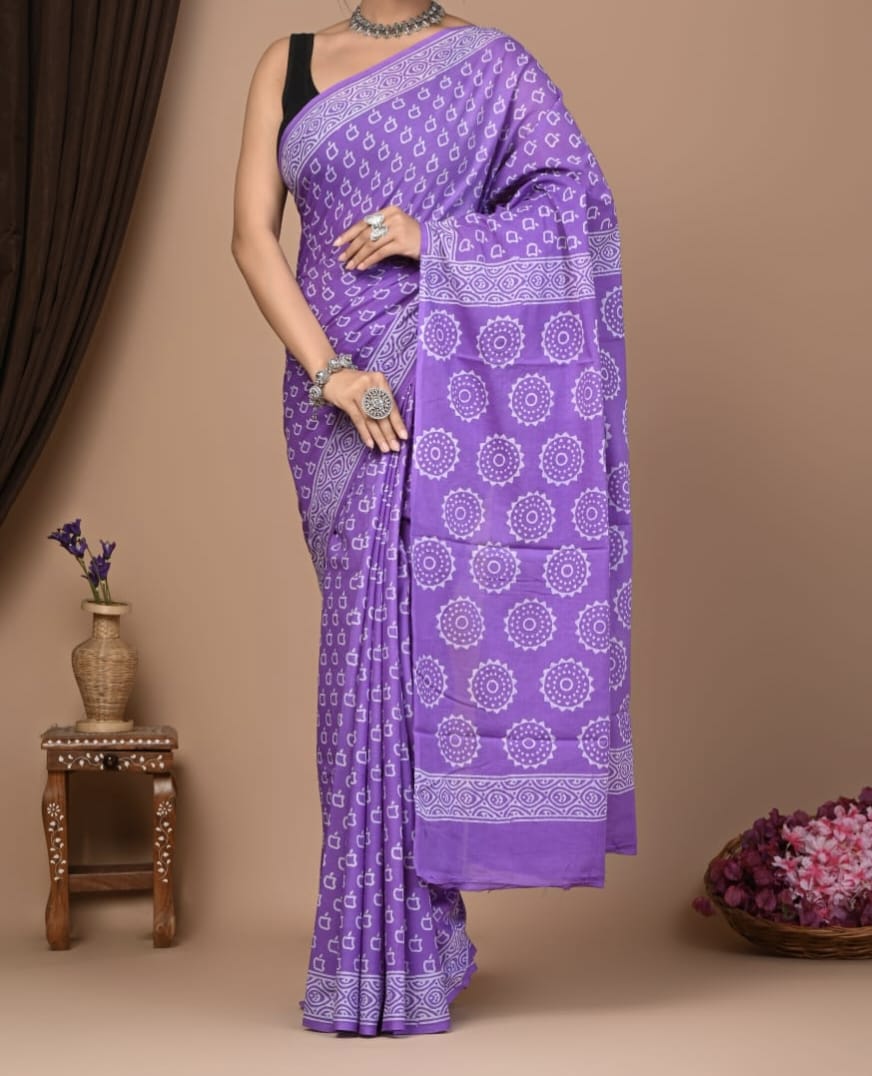 Marshiyaa | Mul Cotton Blockprint Saree