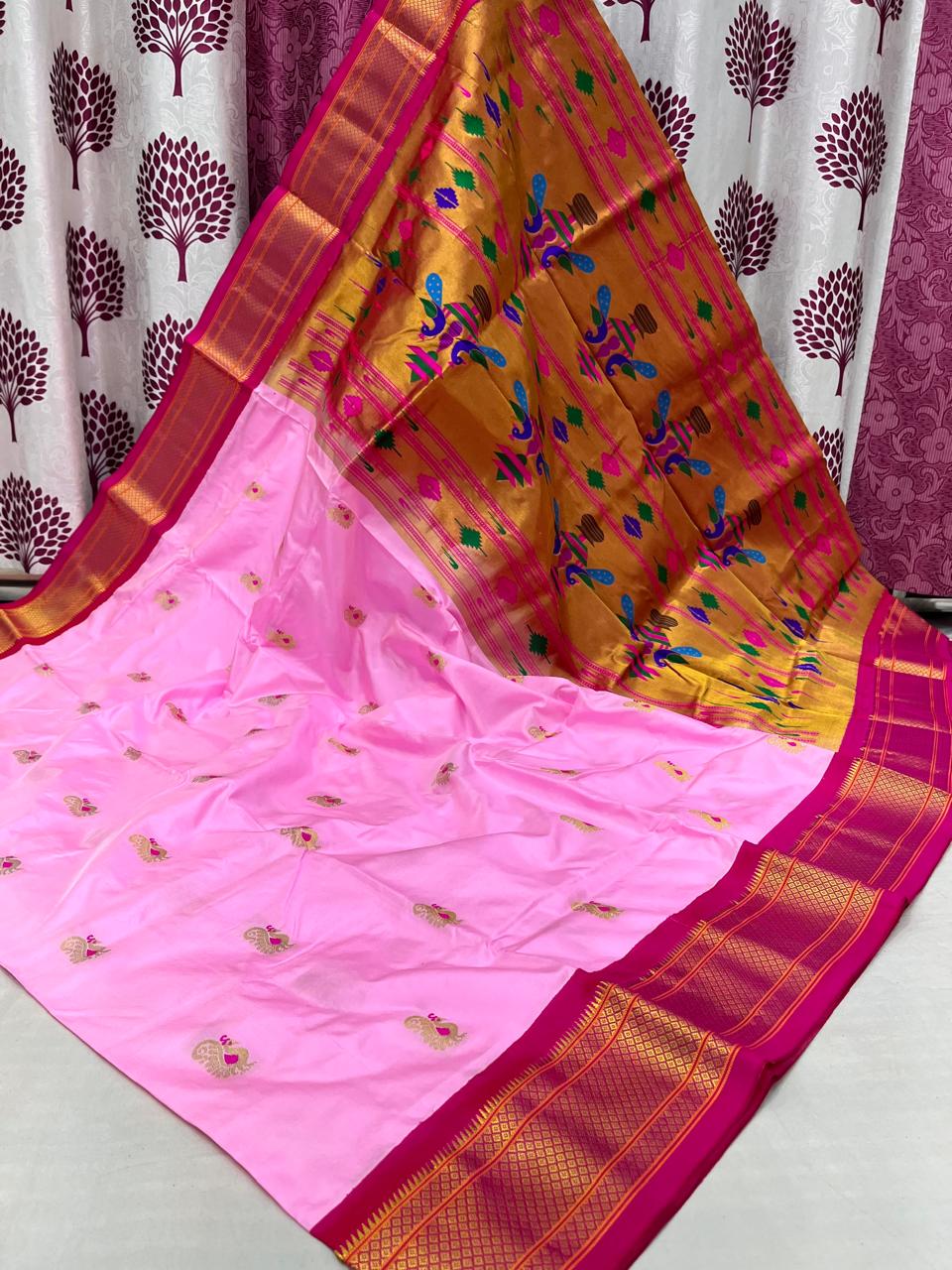 Bhashila | Powerloom Kadiyal Paithani Silk Saree