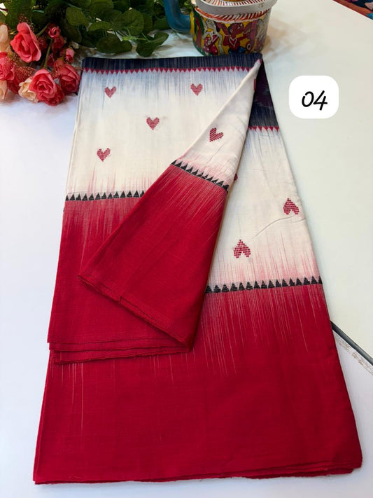 Handwoven pure Dhonekhali cotton ( 100 count cotton Dhonekhali saree)
Without BP(5.5 mtr)