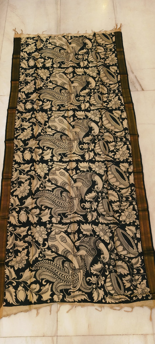 Karunya | Kalamkari dupatta on mangalagiri silk