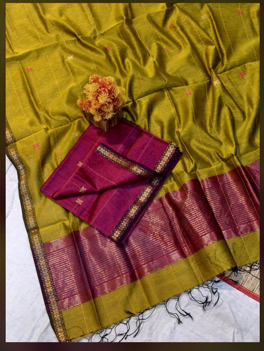 Chhavika | Maheshwari cotton silk fabric set