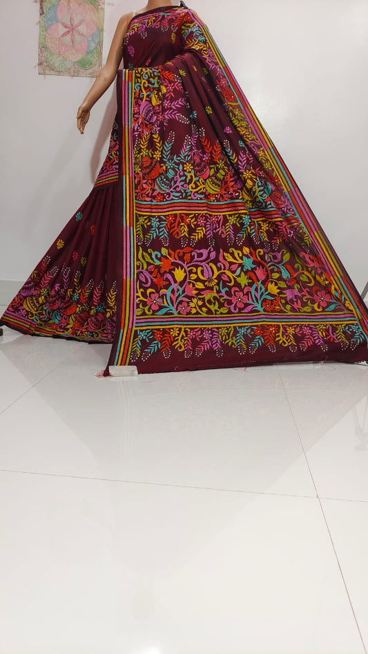 Harshika | Hand Made Kantha Embroidery on Semi Silk