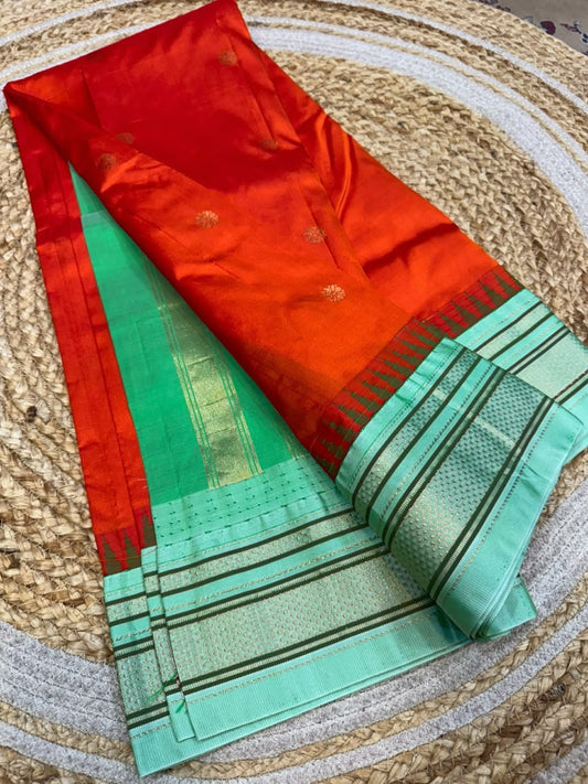 *All New Colours* 

*Exclusive silk ilkal saree*
*Pure silk korvai temple border* with *body butta* design superior quality ilkal saree & contrast blouse 
6.10mtrs length 
Full body pure silk 
Border, pallu & blouse semi silk 