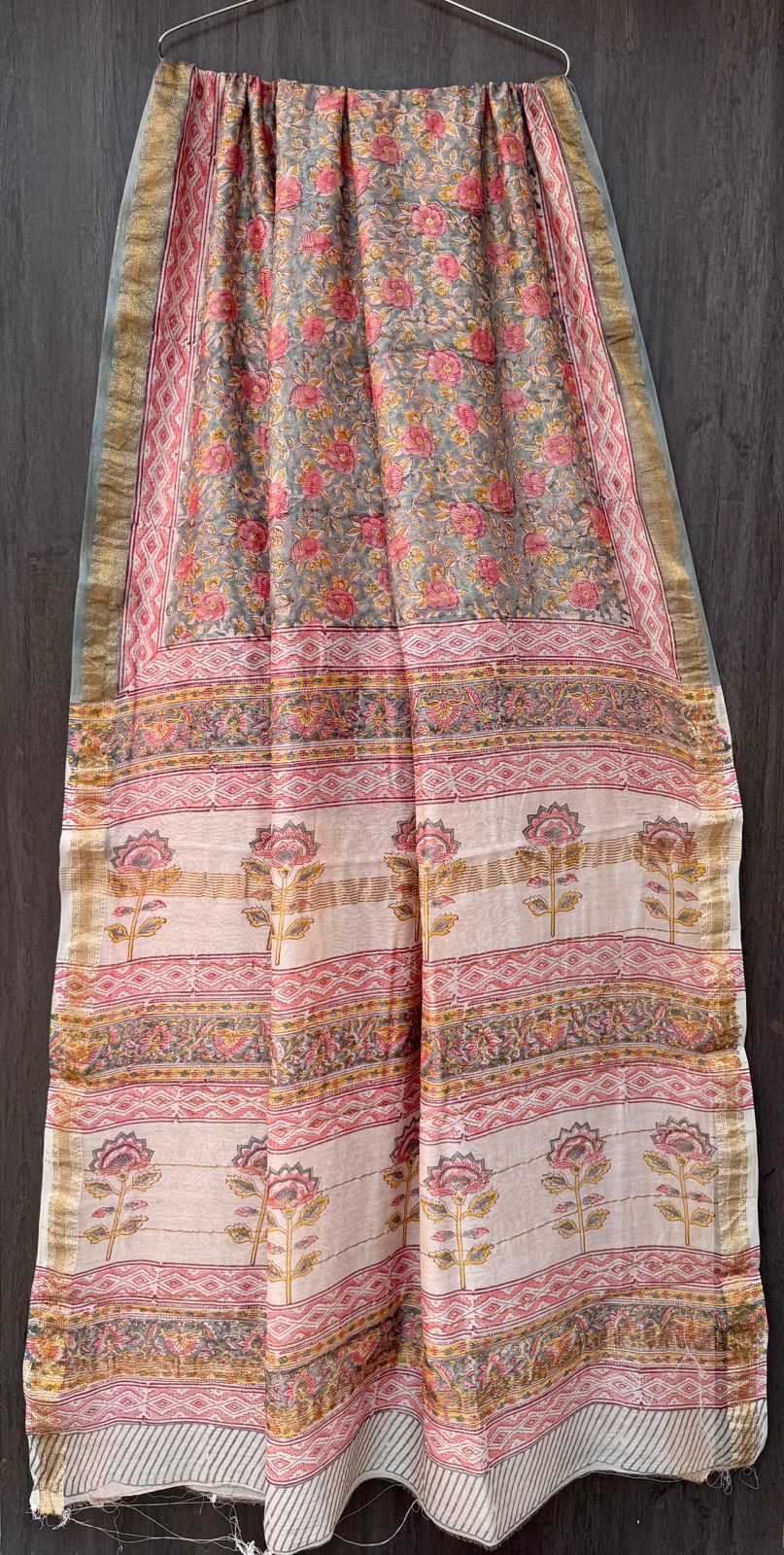 Rawat | Block printed Maheshwari Silk Saree