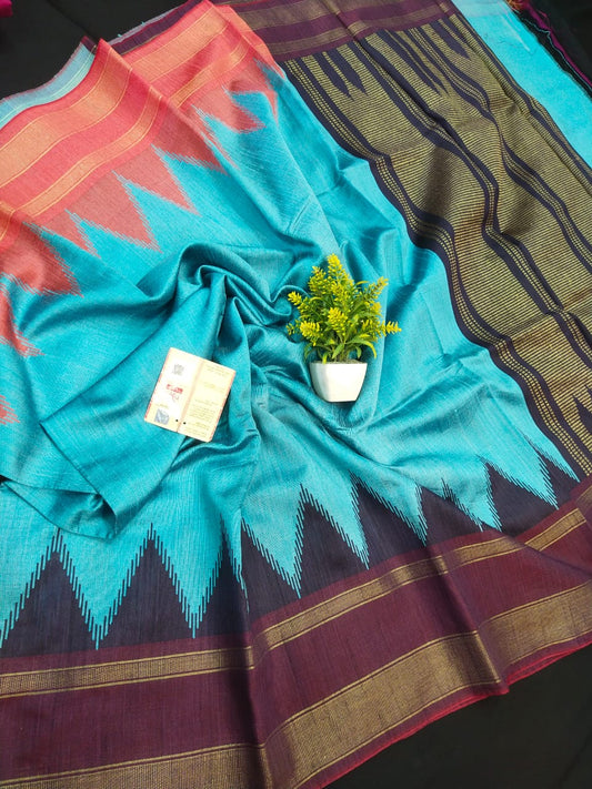 Shaanvika | Raw Silk Temple Border Saree