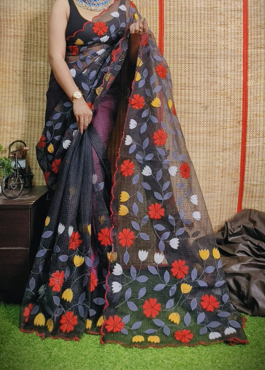 Hirksha | Applique Cotton Silk Saree