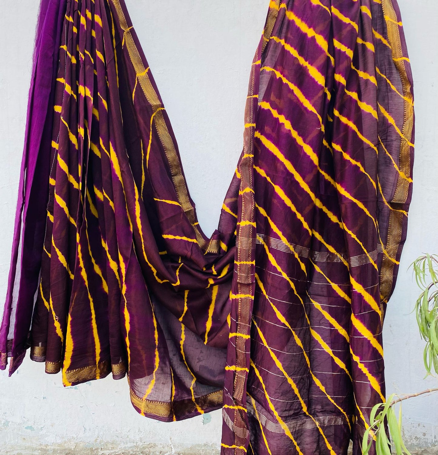 Bagdiana | Cotton Silk Saree with Maheshwari border