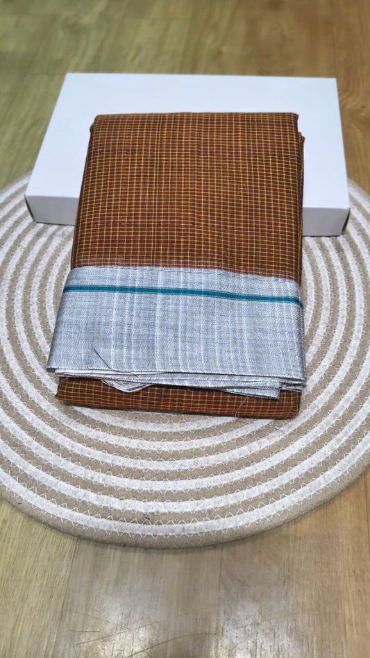 Handwoven patteda anchu saree in pure cotton
